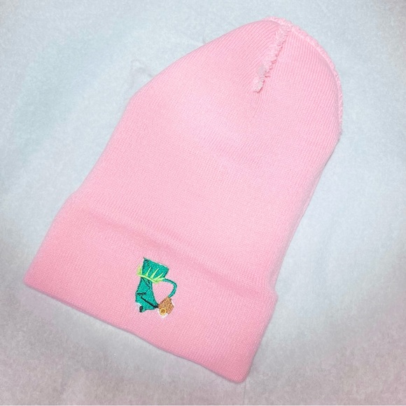 Kermit The Frog Sipping Tea Meme Beanie Pink Youth Size (Small) - Picture 4 of 6